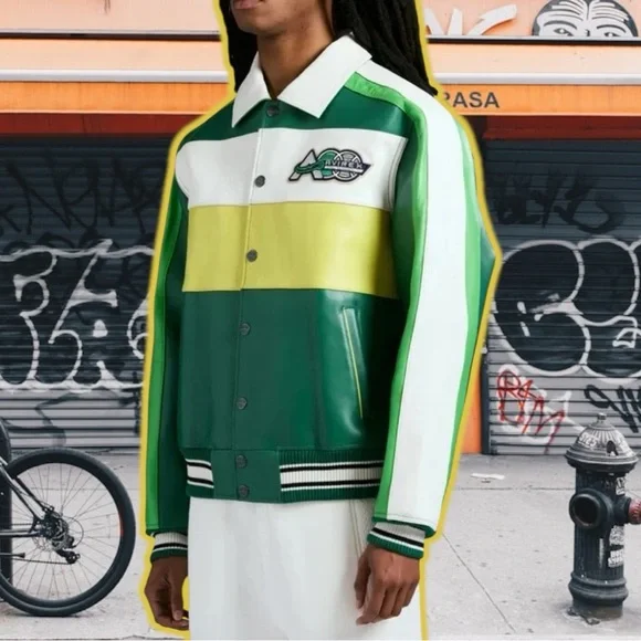 Avirex Green, White, and Yellow Bomber Jacket - Picture 5 of 6